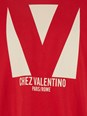 Valentino 'Chez' Red Crewneck T-Shirt with Maxi Logo Print on the Front in Cotton Man
