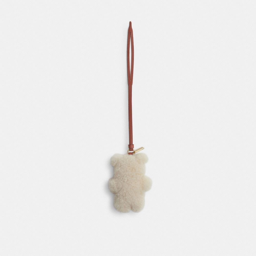 Bear Puffy Bag Charm In Shearling