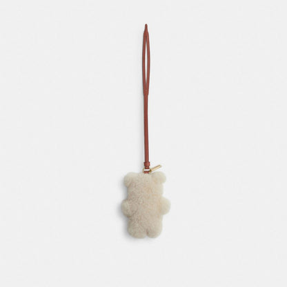 Bear Puffy Bag Charm In Shearling