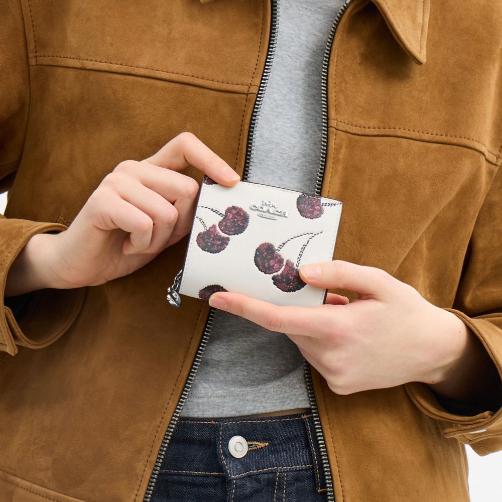 Snap Wallet With Cherry Print