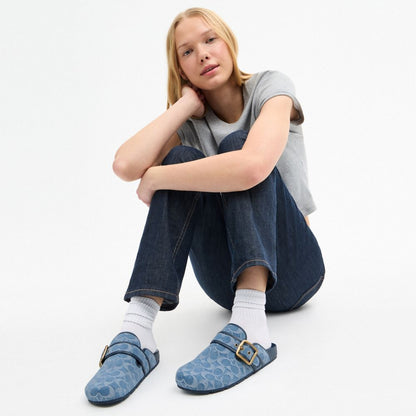 Archival Buckle Clog In Regenerative Cotton Signature Denim