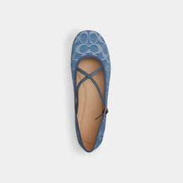 Phoebe Ballet Flat In Signature Denim