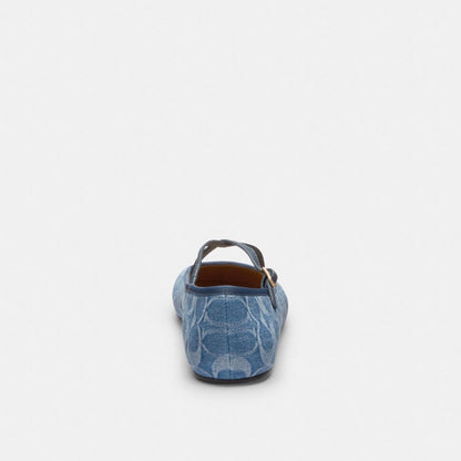 Phoebe Ballet Flat In Signature Denim