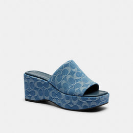 Phoebe Platform Sandal In Signature Denim