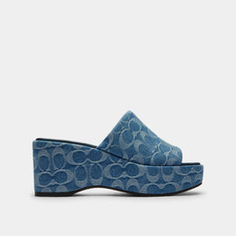 Phoebe Platform Sandal In Signature Denim