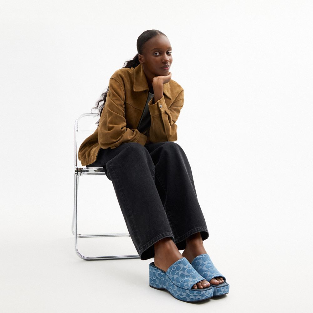 Phoebe Platform Sandal In Signature Denim
