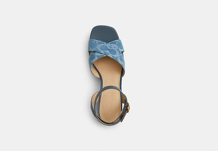 Block Heel Sandal In Signature Denim
