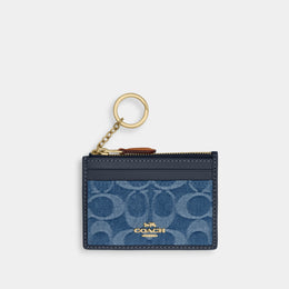 Mini Skinny Id Case In Signature Denim