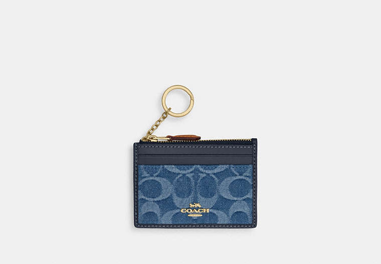 Mini Skinny Id Case In Signature Denim