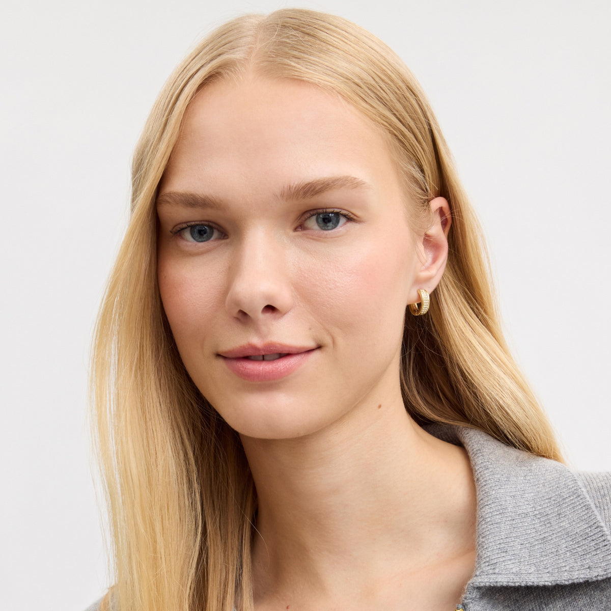Pavé C Huggie Earrings