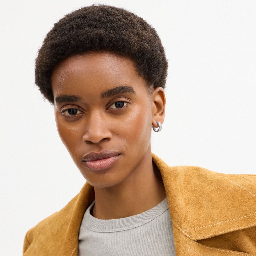 Pavé C Huggie Earrings