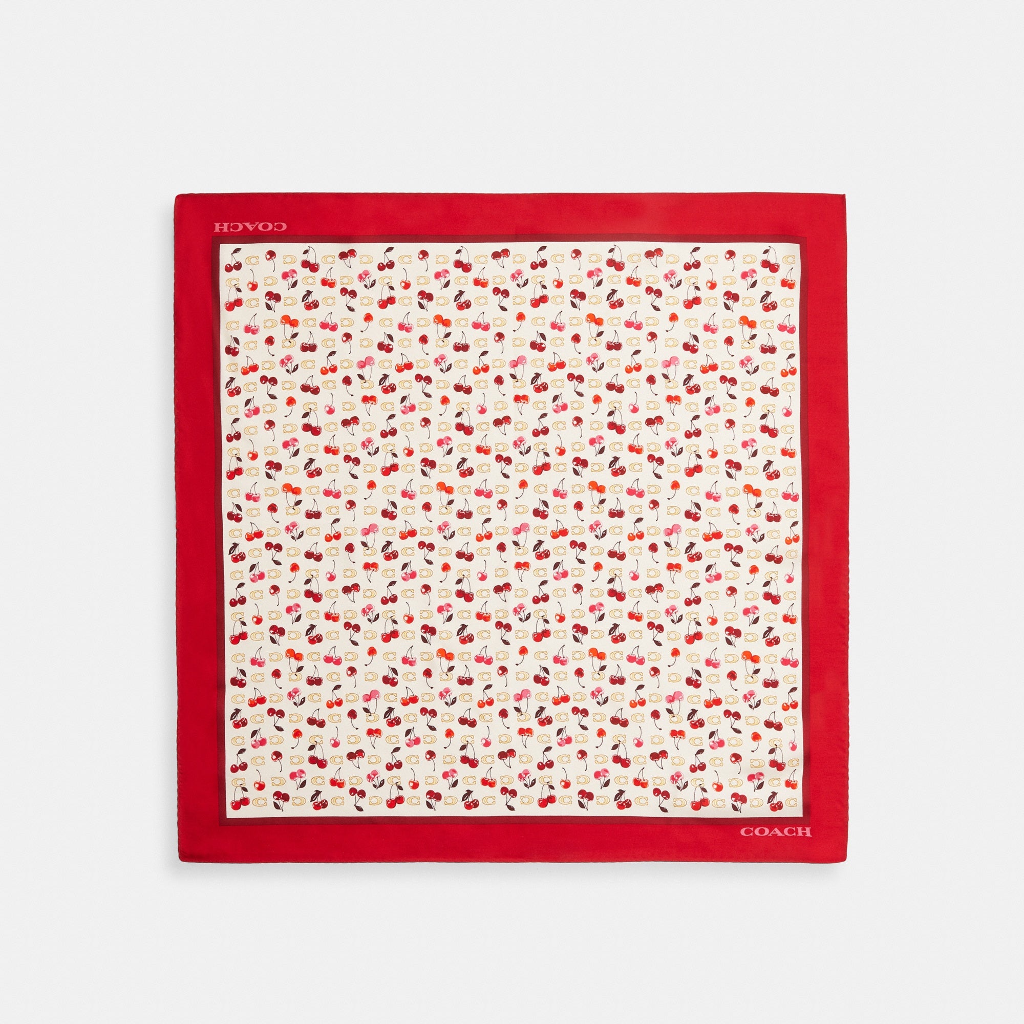 Sculpted C Cherries Print Silk Bandana