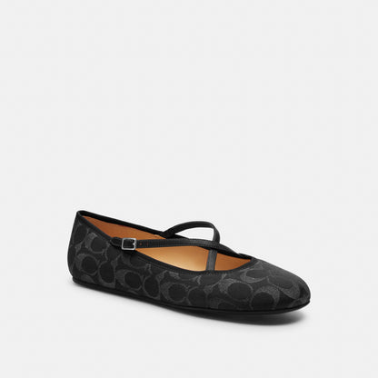 Phoebe Ballet Flat In Signature Denim