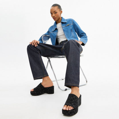 Phoebe Platform Sandal In Signature Denim