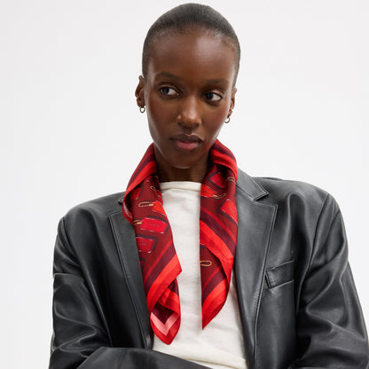 Iconic Motifs Print Silk Square Scarf