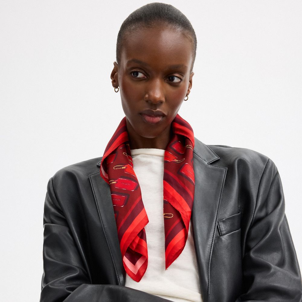 Iconic Motifs Print Silk Square Scarf