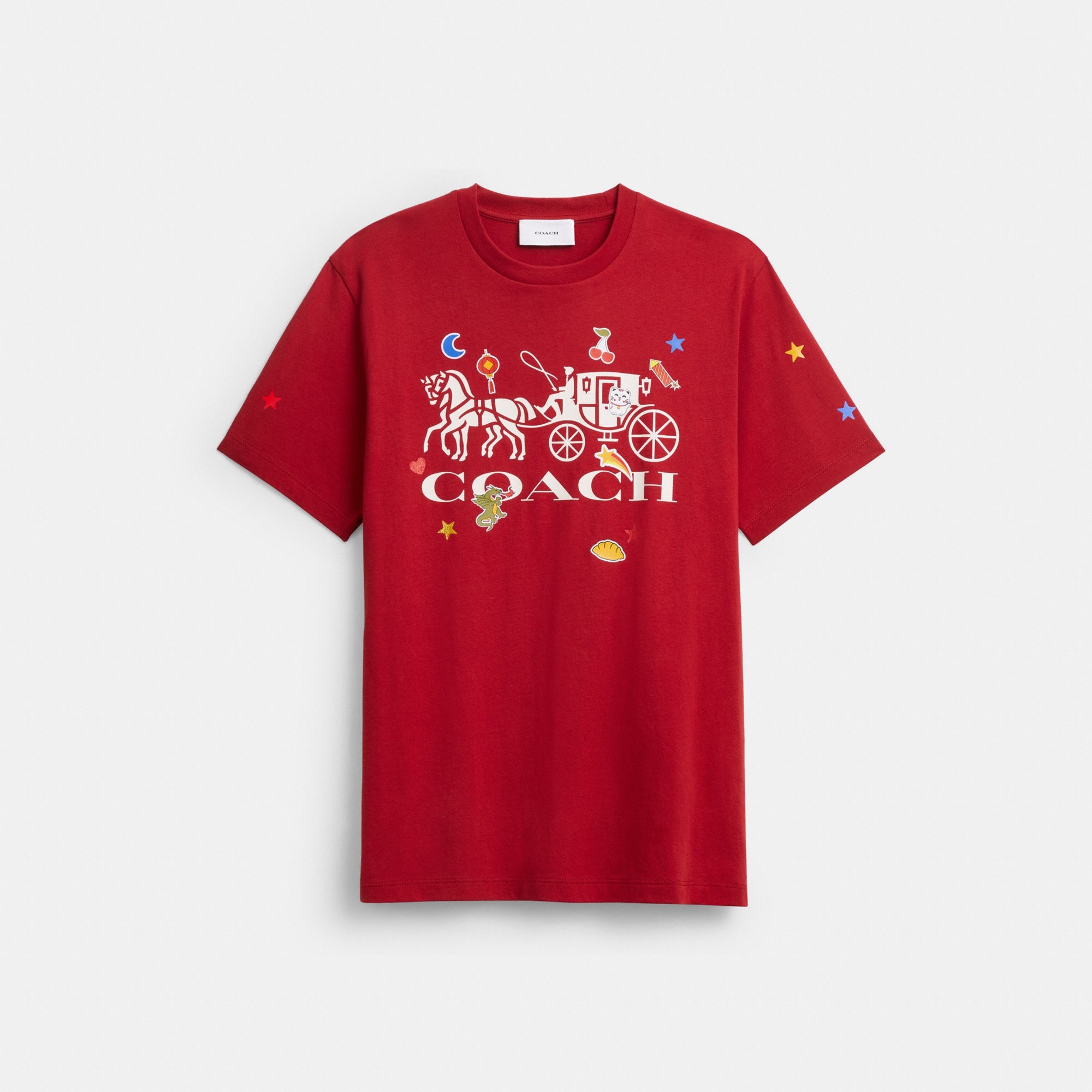Horse And Carriage Sticker T-Shirt In Organic Cotton