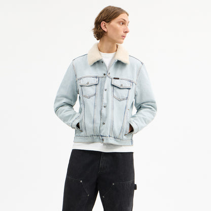 Denim Jacket With Shearling Collar