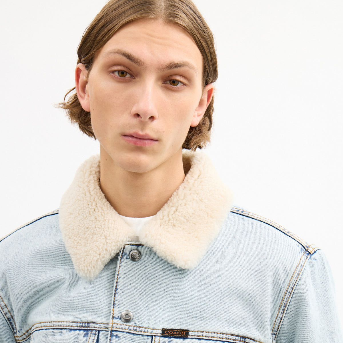 Denim Jacket With Shearling Collar