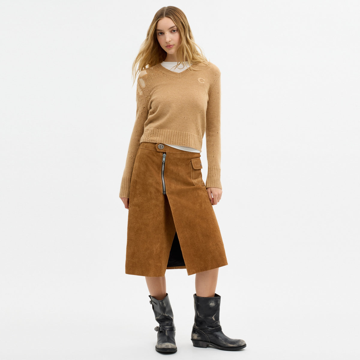 Heritage Suede Midi Skirt