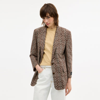 Signature C Plaid Single Breasted Blazer