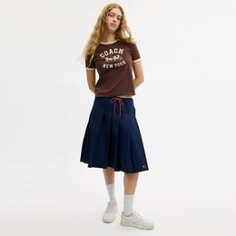 Sporty Pleated Midi Skirt