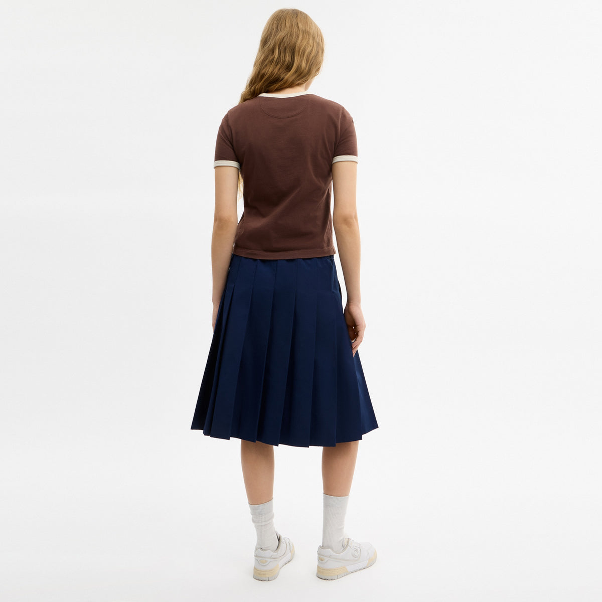 Sporty Pleated Midi Skirt