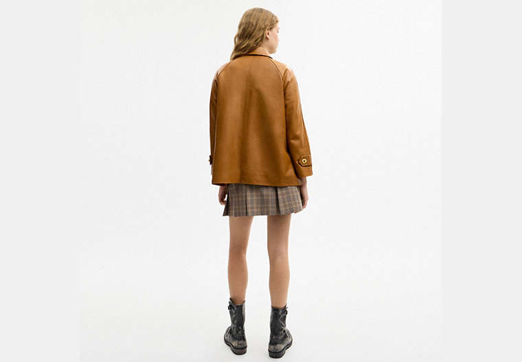 Turnlock Leather Swing Coat