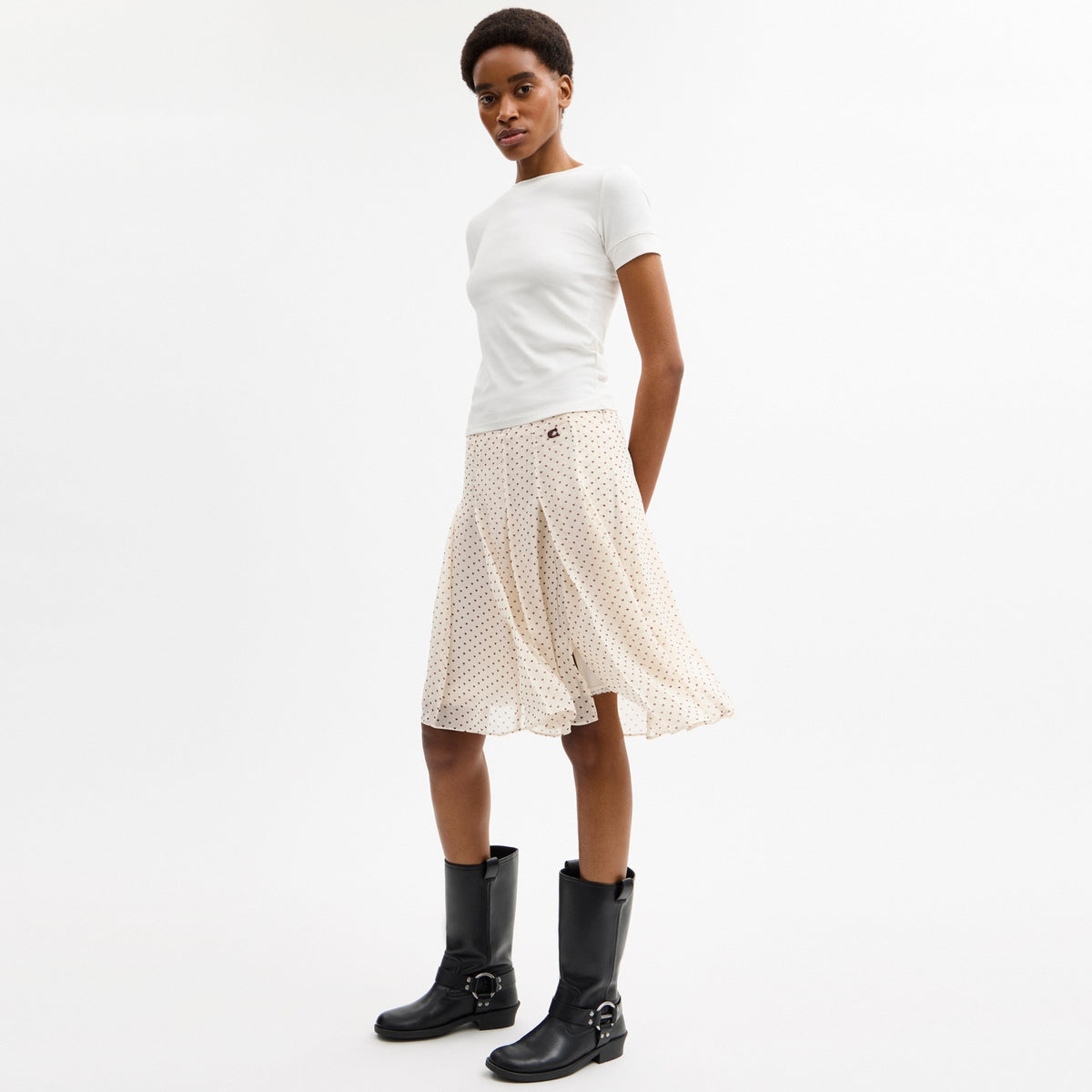 Printed Asymmetrical Pleated Skirt