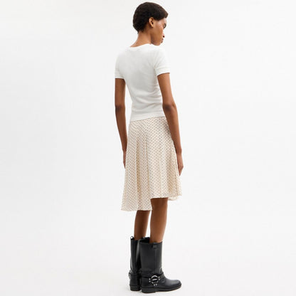 Printed Asymmetrical Pleated Skirt