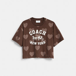 Horse And Carriage Heart Cropped T-Shirt In Organic Cotton