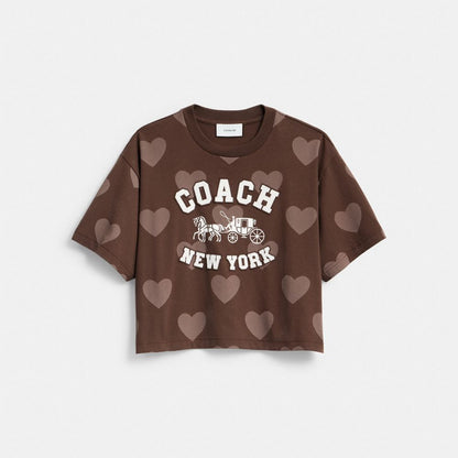 Horse And Carriage Heart Cropped T-Shirt In Organic Cotton