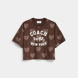 Horse And Carriage Heart Cropped T-Shirt In Organic Cotton