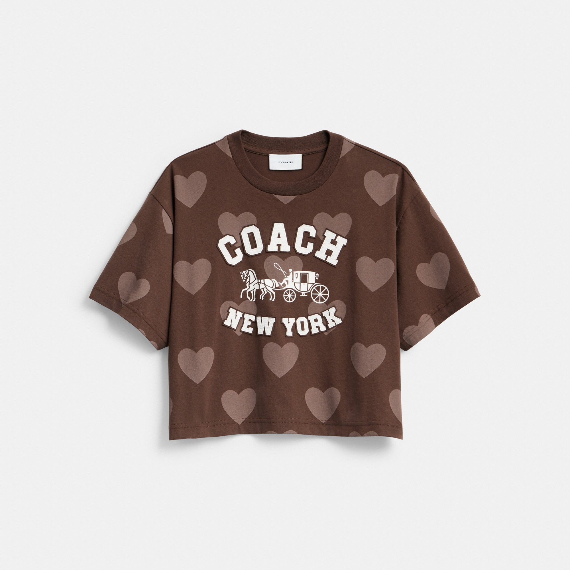 Horse And Carriage Heart Cropped T-Shirt In Organic Cotton