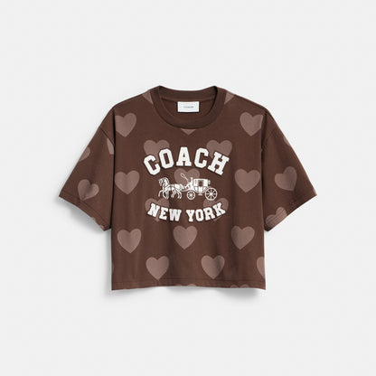 Horse And Carriage Heart Cropped T-Shirt In Organic Cotton