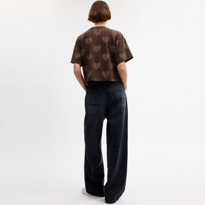 Horse And Carriage Heart Cropped T-Shirt In Organic Cotton