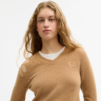 Loved Long Sleeve V-Neck Sweater