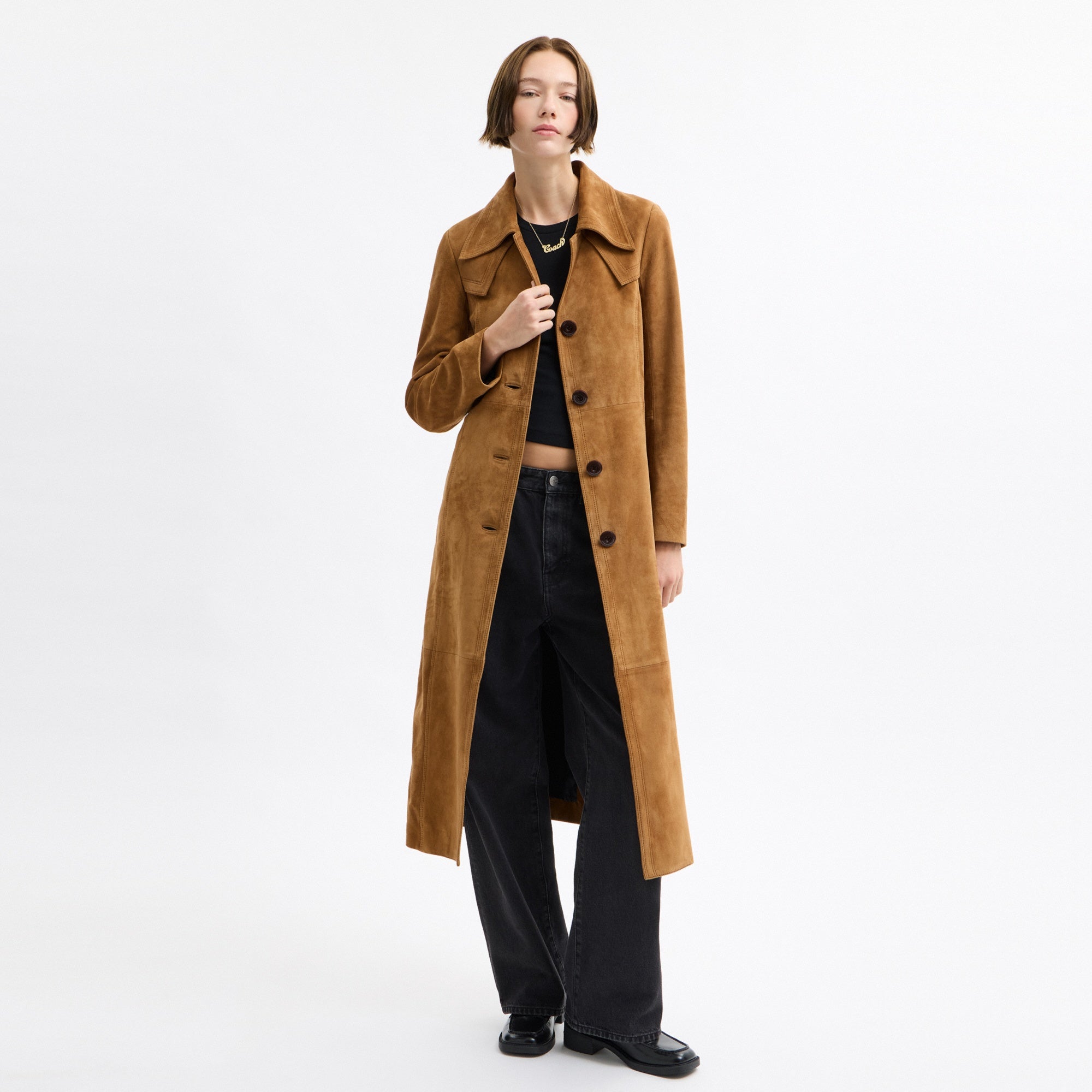 Suede Trench Coat