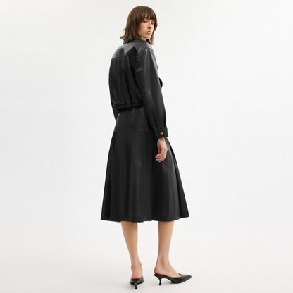 Maxi Leather Pleated Skirt