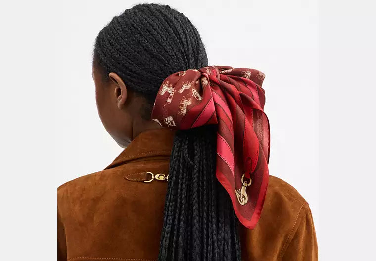 Horse And Carriage Bag Strap Print Silk Square Scarf