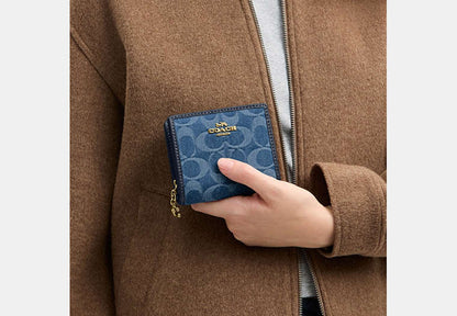 Snap Wallet In Signature Denim
