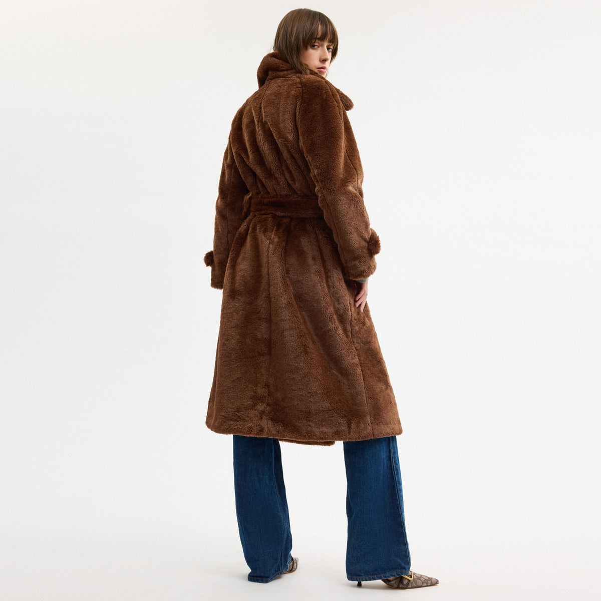 Faux Fur Teddy Coat In Recycled Polyester