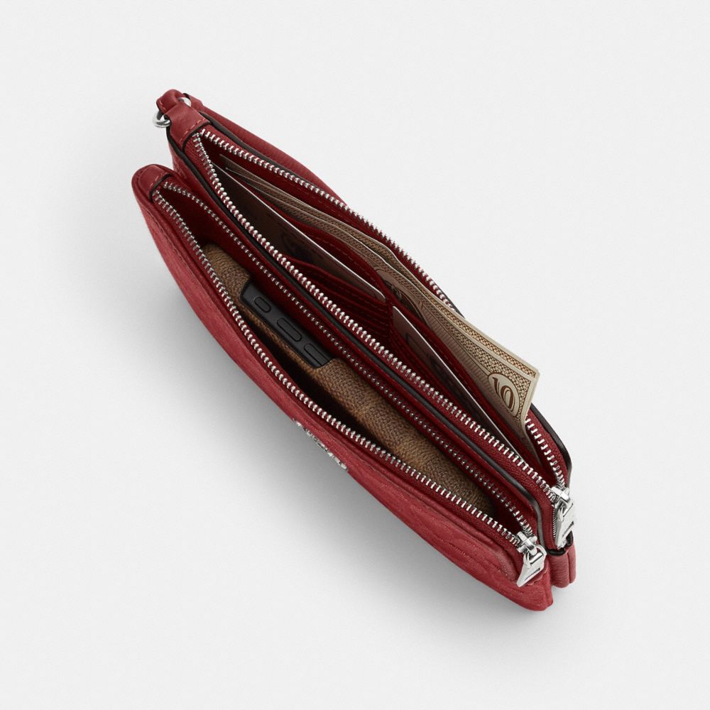 Double Zip Wristlet With Floral Print