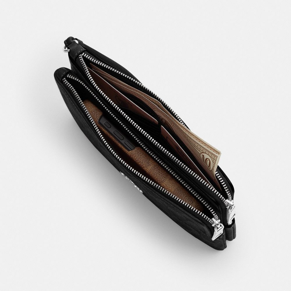 Double Zip Wristlet With Floral Print