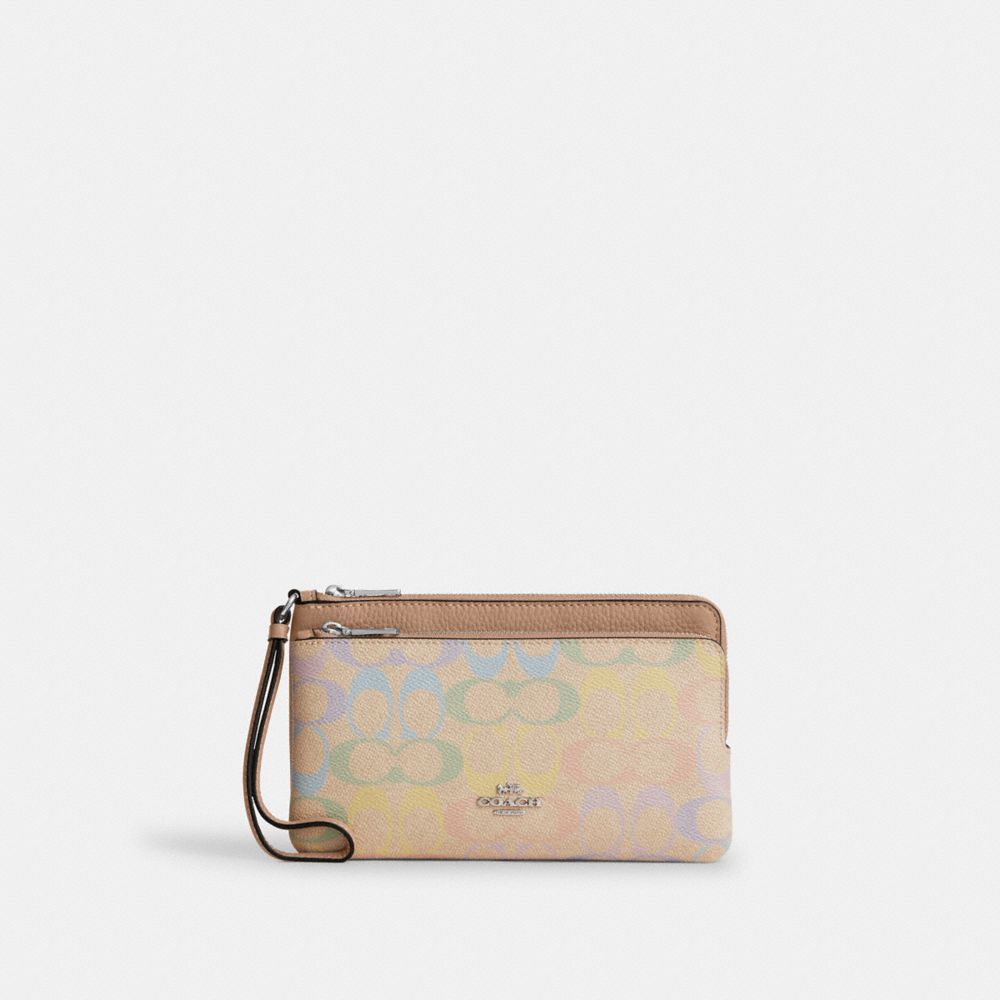 Double Zip Wristlet With Floral Print
