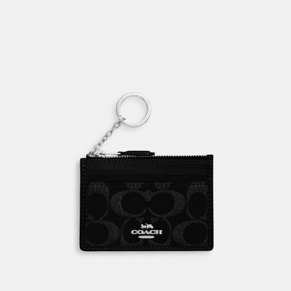 Mini Skinny Id Case In Signature Denim