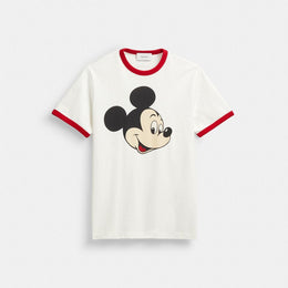 Disney X Coach Mickey Graphic Ringer T-Shirt In Organic Cotton