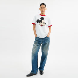Disney X Coach Mickey Graphic Ringer T-Shirt In Organic Cotton