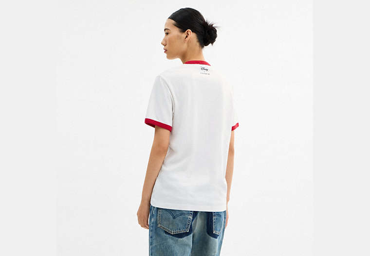 Disney X Coach Mickey Graphic Ringer T-Shirt In Organic Cotton