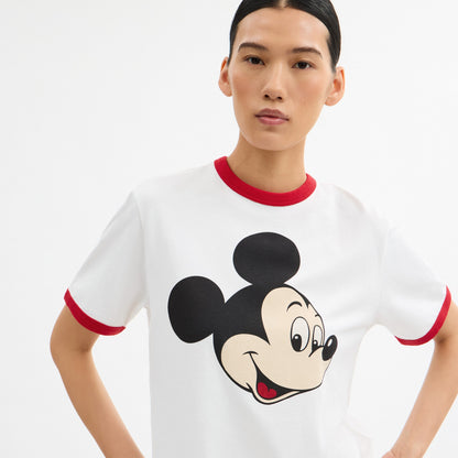 Disney X Coach Mickey Graphic Ringer T-Shirt In Organic Cotton